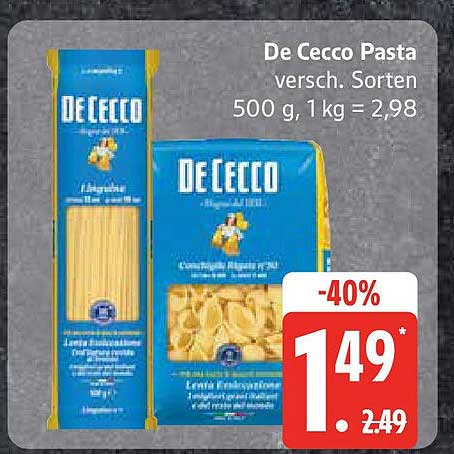 De Cecco Pasta, verschiedene Sorten 500 g