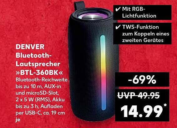 DENVER Bluetooth-Lautsprecher »BTL-360BK«