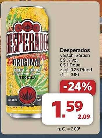 Desperados Original Bier 0,5 l Dose