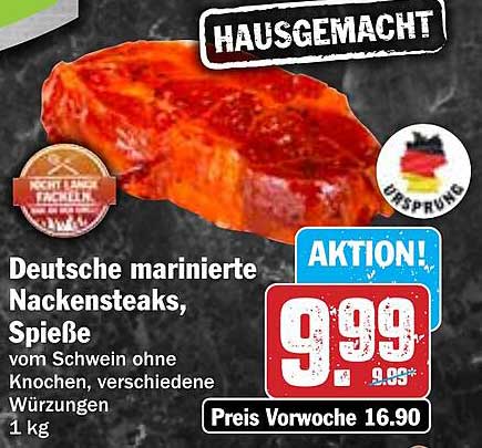 Deutsche marinierte Nackensteaks, Spieße 1 kg