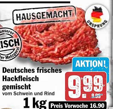 Deutsches frisches Hackfleisch gemischt vom Schwein und Rind 1 kg