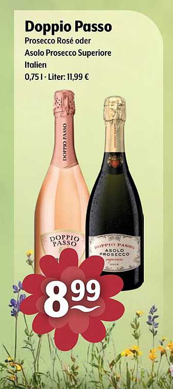 Doppio Passo Prosecco Rosé oder Asolo Prosecco Superiore 0,75 l
