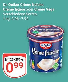 Dr. Oetker Crème fraîche, Crème légère oder Crème Vega - Verschiedene Sorten