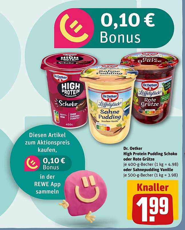 Dr. Oetker High Protein Pudding Schoko oder Rote Grütze