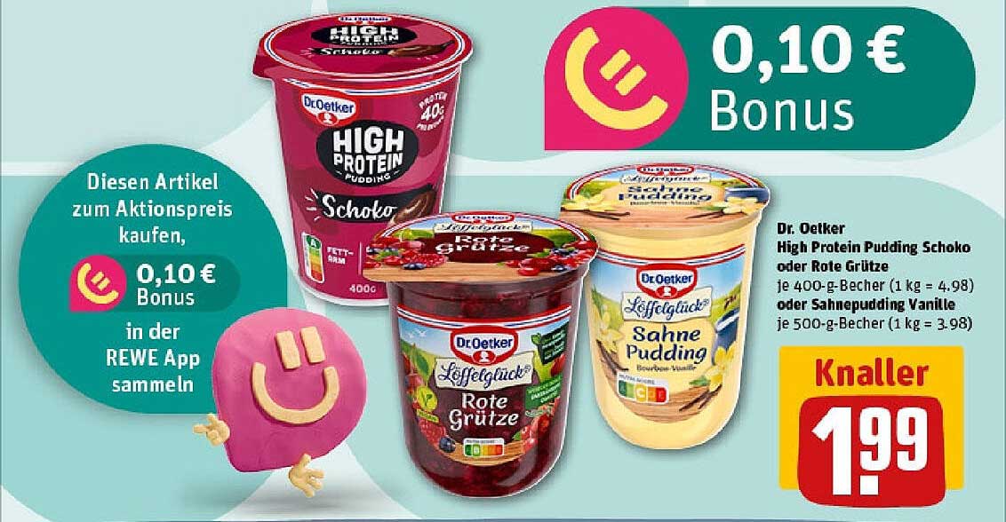 Dr. Oetker High Protein Pudding Schoko oder Rote Grütze