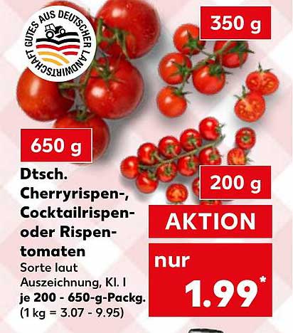 Dt. Cherryrispen-, Cocktailrispen- oder Rispen-Tomaten 650 g
