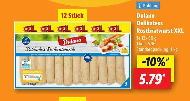 Dulano Delikates Rostbratwurst XXL - 12 Stück