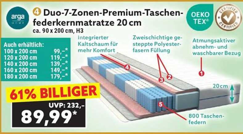 Duo-7-Zonen-Premium-Taschenfederkernmatratze 20 cm