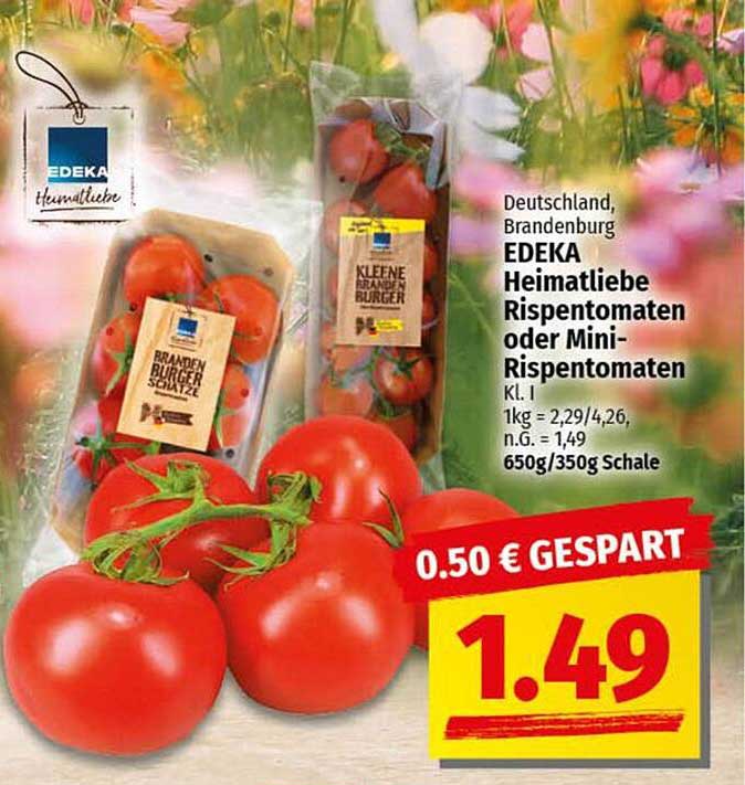 EDEKA Heimatliebe Rispentomaten oder Mini-Rispentomaten - EDEKA Brandenburger Qualität