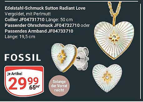 Edelstahl-Schmuck Sutton Radiant Love - Vergoldet, mit Perlmutt