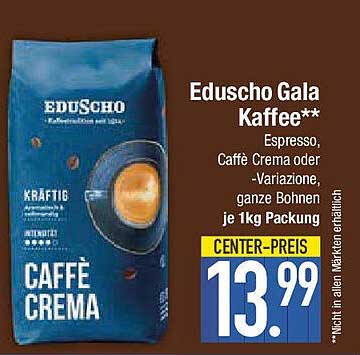 EduScho Gala Kaffee 1kg Packung - Caffè Crema, Espresso oder Caffè Variationen