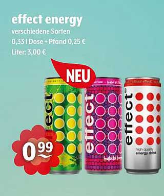 effect energy - verschiedene Sorten