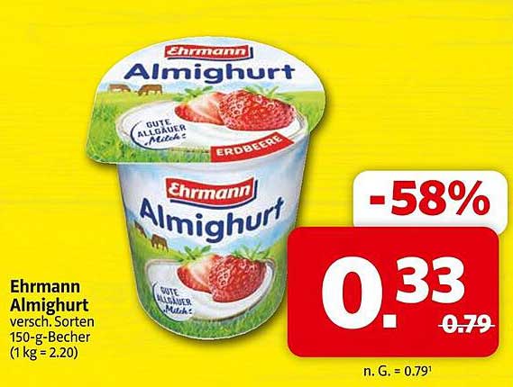 Ehrmann Almighurt 150-g-Becher in verschiedenen Sorten