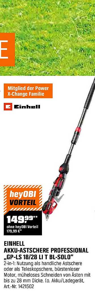 EINHELL AKKU-ASTSCHERE PROFESSIONAL "GP-LS 18/28 LI T BL-SOLO"