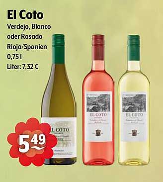 El Coto Verdejo, Blanco oder Rosado – Rioja/Spanien 0,75 l