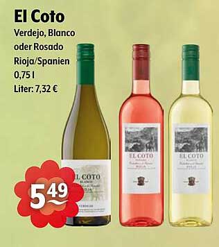 El Coto Verdejo, Blanco oder Rosado - Rioja/Spanien 0,75 l