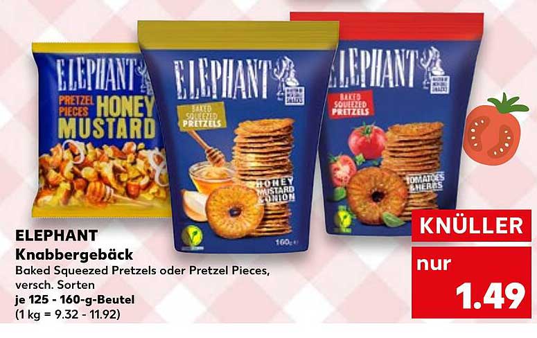 ELEPHANT Knabbergebäck - Baked Squeezed Pretzels und Pretzel Pieces, versch. Sorten