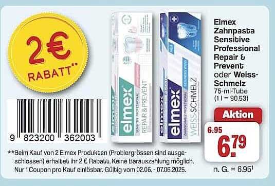 Elmex Zahnpasta Sensitive Professional Repair & Prevent oder Weiss-Schmelz 75-ml-Tube