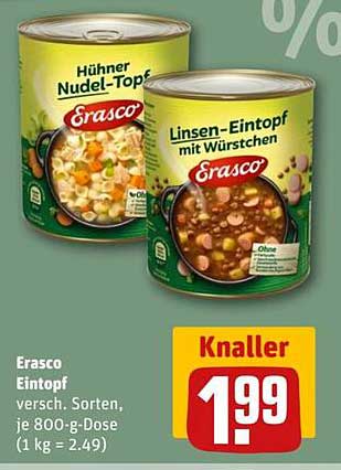 Erasco Eintopf – Hühnertopf und Linsen-Eintopf mit Würstchen