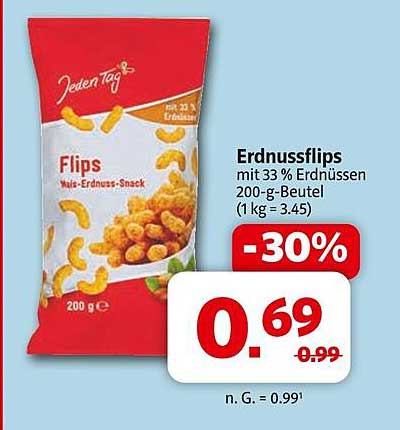 Erdnussflips mit 33 % Erdnüssen, 200-g-Beutel