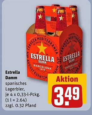 Estrella Damm - Spanisches Lagerbier 4 x 0,33 l