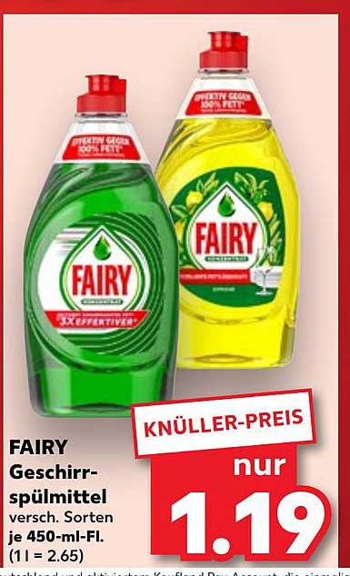 FAIRY Geschirrspülmittel versch. Sorten je 450-ml-Fl.