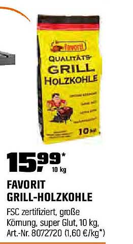 FAVORIT GRILL-HOLZKOHLE 10 KG