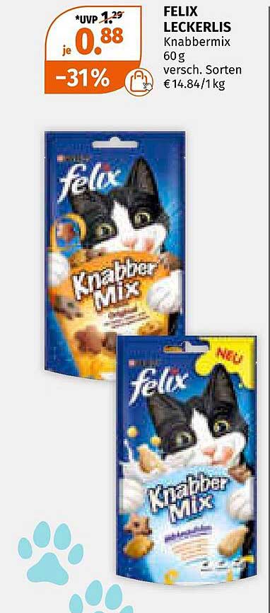 FELIX Leckerli Knabbermix 60 g - Spaß für Ihre Katze!