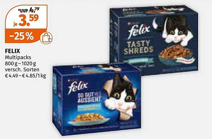 FELIX Multipacks 800 g – 1020 g, verschiedene Sorten
