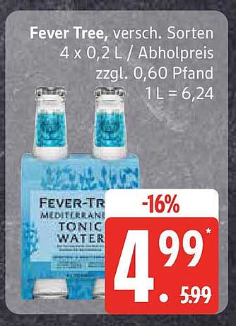 Fever Tree Tonic Water, verschiedene Sorten 4 x 0,2 L