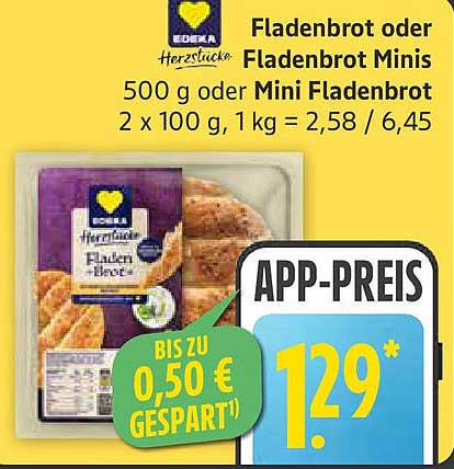 Fladenbrot oder Fladenbrot Minis - 500 g oder Mini Fladenbrot 2 x 100 g