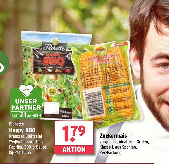 Florette Happy BBQ Krausser Blattsalat, Weißkohl, Karotten, Paprika, 300-g-Beutel