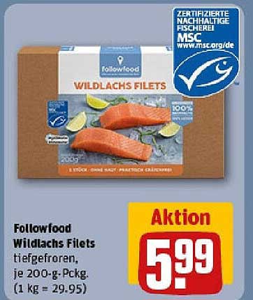 Followfood Wildlachs Filets tiefgefroren, je 200-g-Pckg.