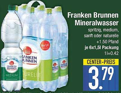 Franken Brunnen Mineralwasser - spritzig, medium, sanft oder naturell
