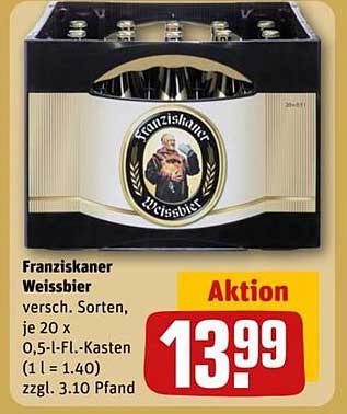 Franziskaner Weissbier - 20 x 0,5 l-Flaschen im Kasten