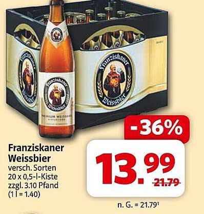 Franziskaner Weissbier 20 x 0,5 l-Kiste