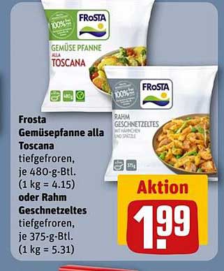 Frosta Gemüsepfanne alla Toscana 480 g oder Rahm Geschnetzeltes 375 g, tiefgefroren