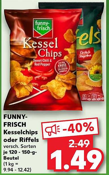 FUNNY-FRISCH Kesselchips oder Riffelchips 150 g