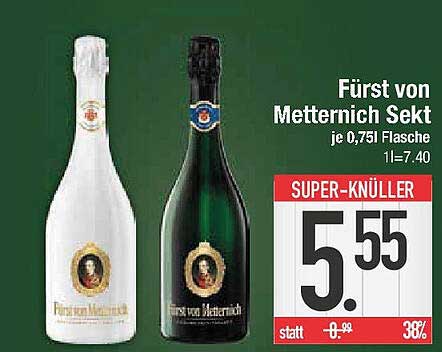 Fürst von Metternich Sekt je 0,75l Flasche