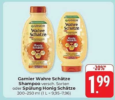 Garnier Wahre Schätze Shampoo verschiedene Sorten oder Spülung Honig Schätze 200–250 ml