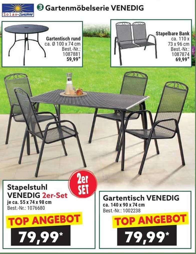 Gartenmöbelserie VENEDIG - Stapelstuhl 2er-Set und Gartentisch