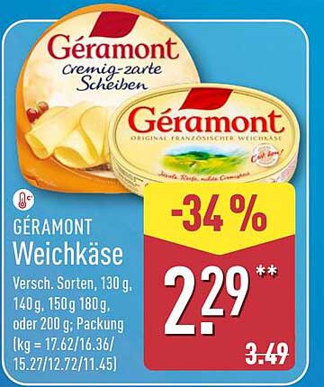 GÉRAMONT Weichkäse 130g – Cremig-zarte Scheiben