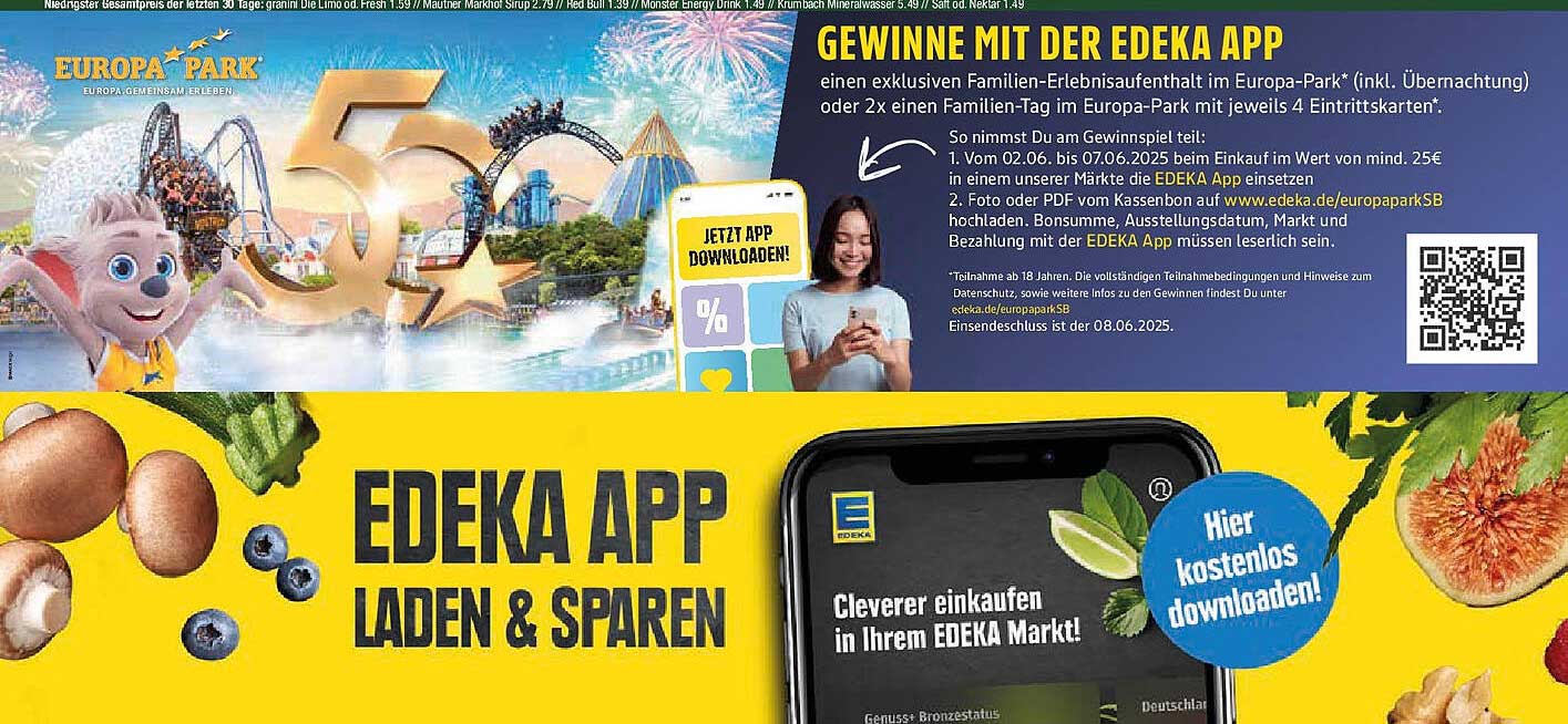 Gewinne mit der EDEKA App – Verlose einen Familien-Erlebnisaufenthalt im Europa-Park!