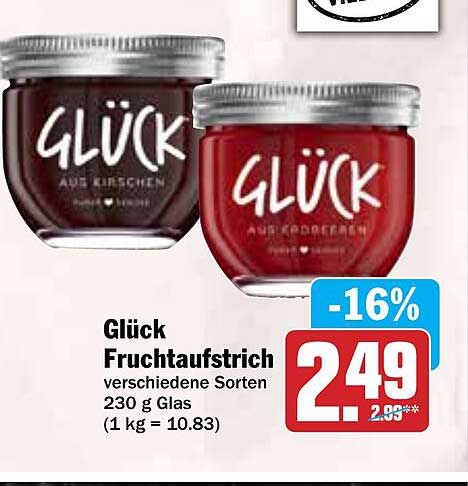 Glück Fruchtaufstrich verschiedene Sorten 230 g Glas