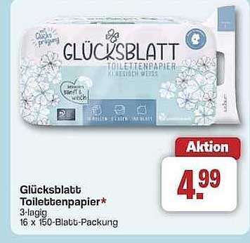 Glücksblatt Toilettenpapier - 3-lagig, 16 x 150-Blatt-Packung