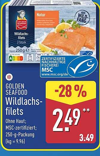 GOLDEN SEAFOOD Wildlachsfilets 2 Stück, 250 g