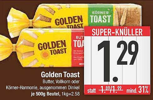 Golden Toast - Butter, Vollkorn oder Körner-Harmonie