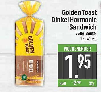 Golden Toast Dinkel Harmonie Sandwich 750g Beutel