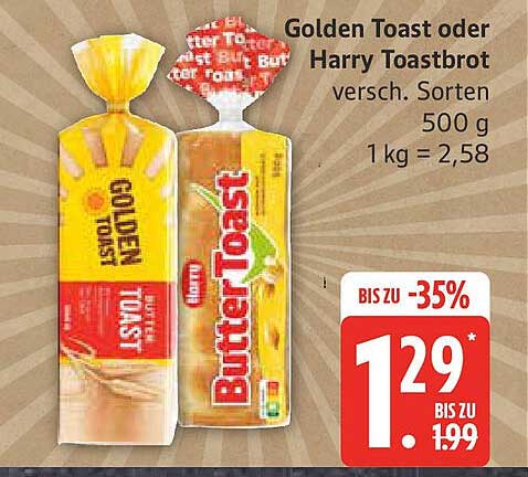 Golden Toast oder Harry Toastbrot - verschiedene Sorten 500 g