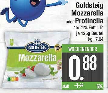 Goldsteig Mozzarella oder Proteinella 125g Beutel